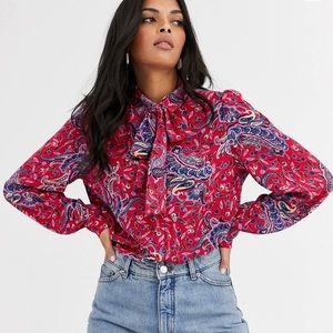 NEW Paisley bow neck blouse by & other stories